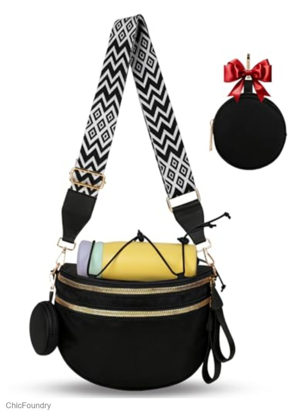 Women's Crossbody Bum Bag Multi-Pocket Adjustable Strap Checkered